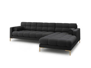 Cosmopolitan Design - Divano angolare destro "Bali" 5 posti in tessuto strutturato grigio scuro 