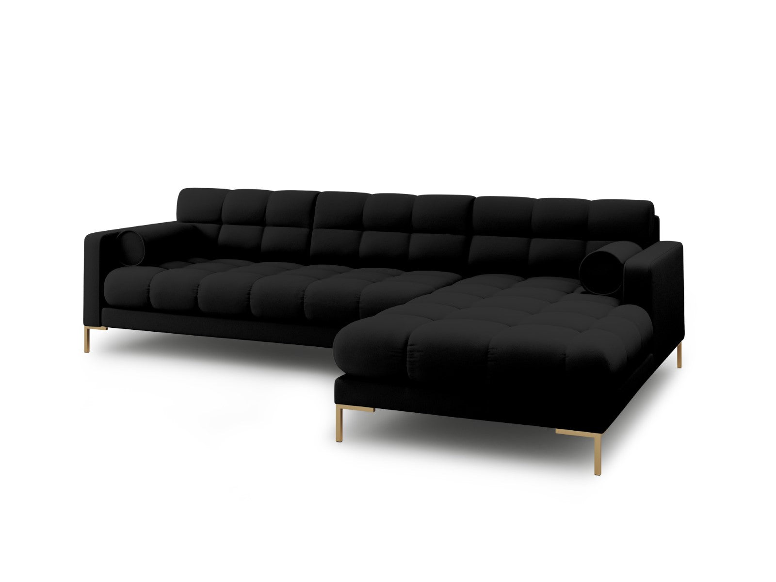 Cosmopolitan Design - Divano angolare destro "Bali" 5 posti in tessuto strutturato nero 