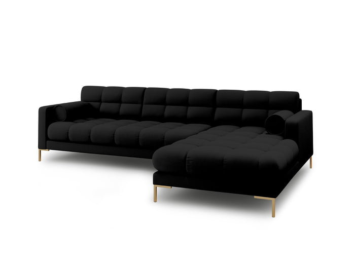 Cosmopolitan Design - Divano angolare destro "Bali" 5 posti in tessuto strutturato nero 