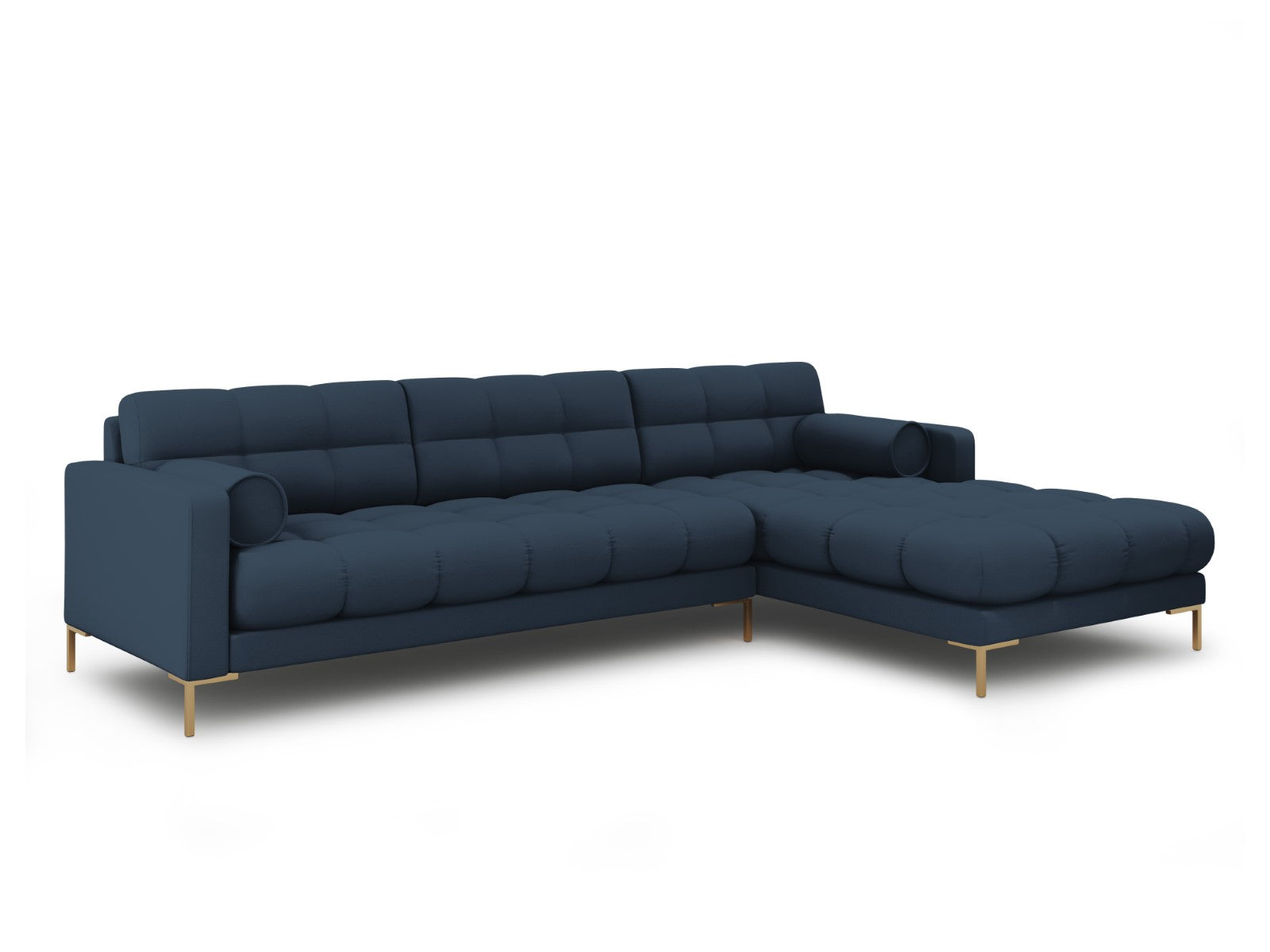 Cosmopolitan Design - Divano angolare destro "Bali" 5 posti in tessuto strutturato blu 