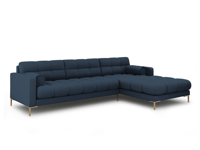 Cosmopolitan Design - Divano angolare destro "Bali" 5 posti in tessuto strutturato blu 