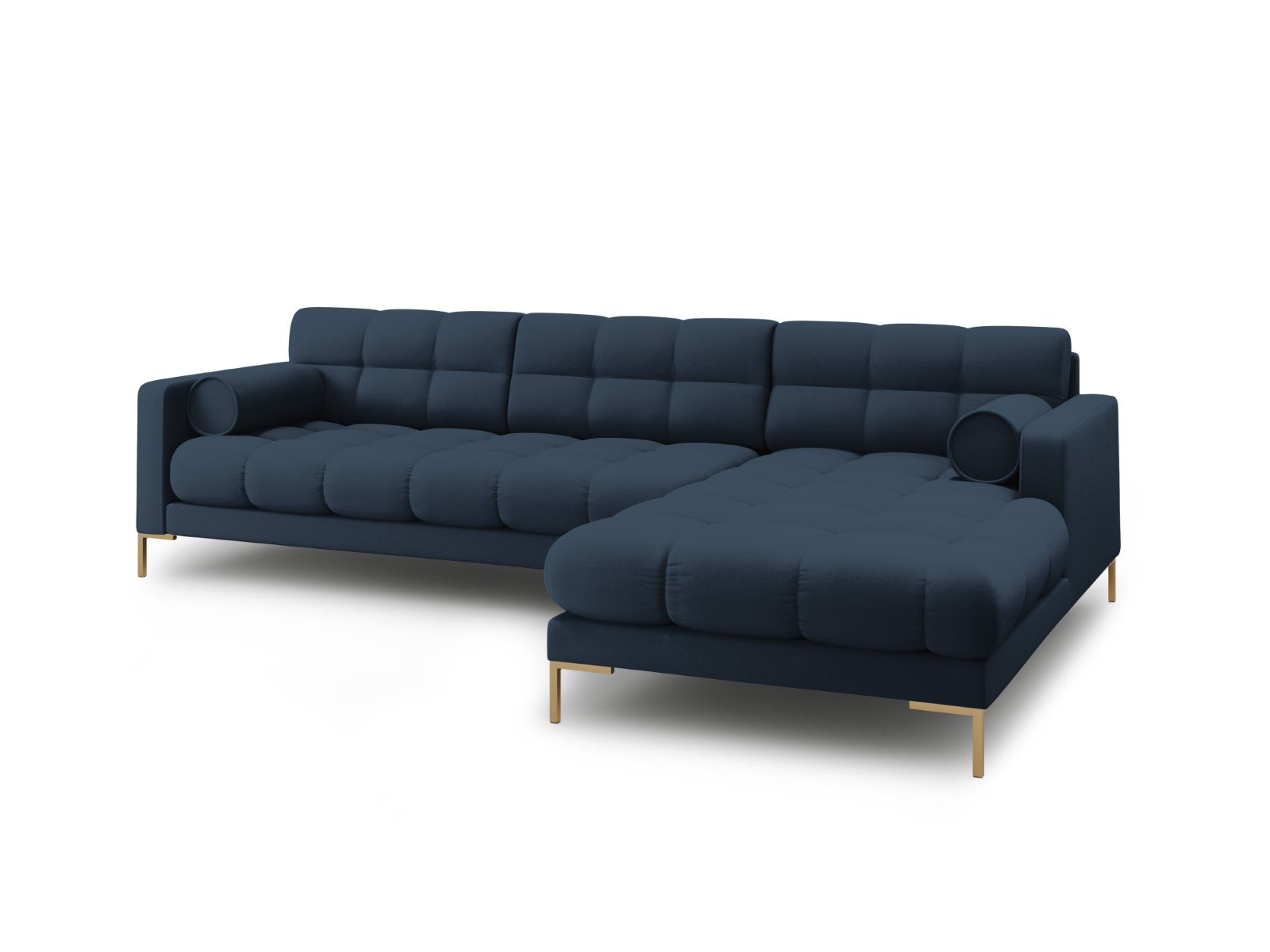 Cosmopolitan Design - Divano angolare destro "Bali" 5 posti in tessuto strutturato blu 