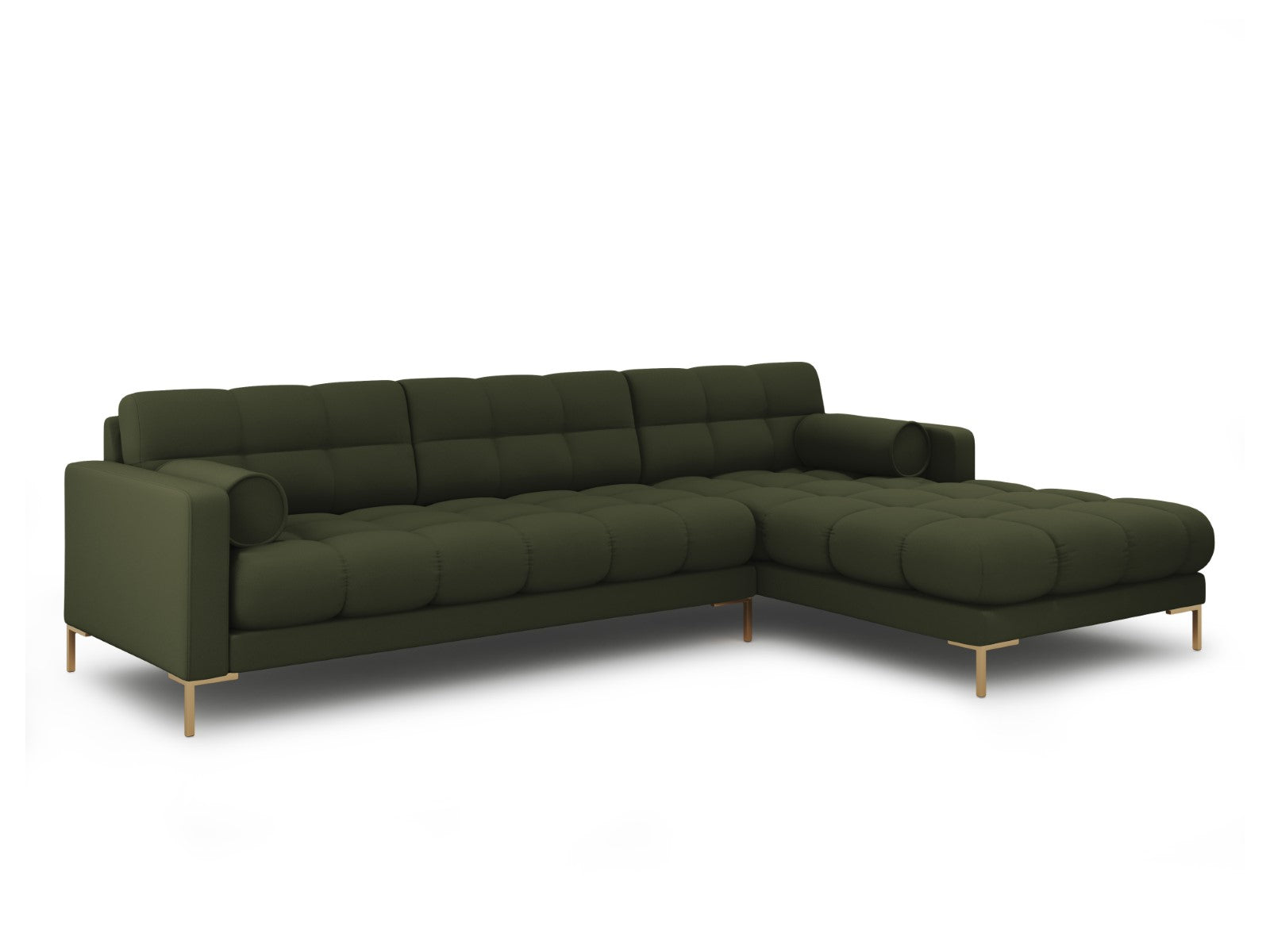 Cosmopolitan Design - Divano angolare destro "Bali" 5 posti in tessuto strutturato verde 