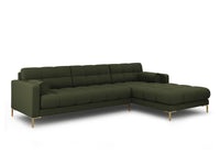 Cosmopolitan Design - Divano angolare destro "Bali" 5 posti in tessuto strutturato verde 