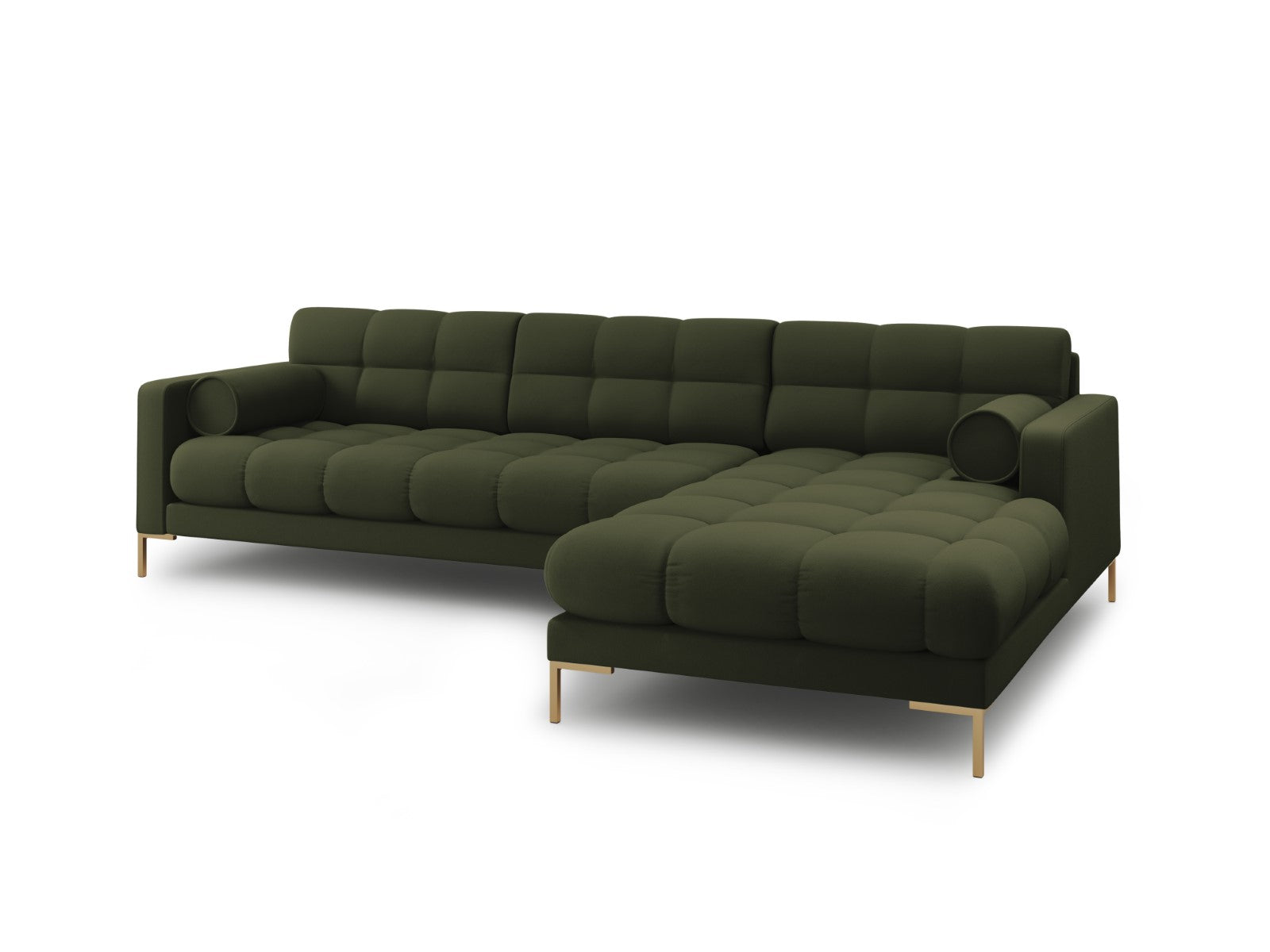 Cosmopolitan Design - Divano angolare destro "Bali" 5 posti in tessuto strutturato verde 