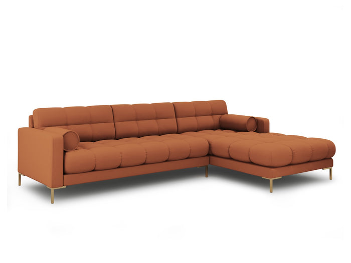 Cosmopolitan Design - Divano angolare destro "Bali" 5 posti in tessuto strutturato mattone 