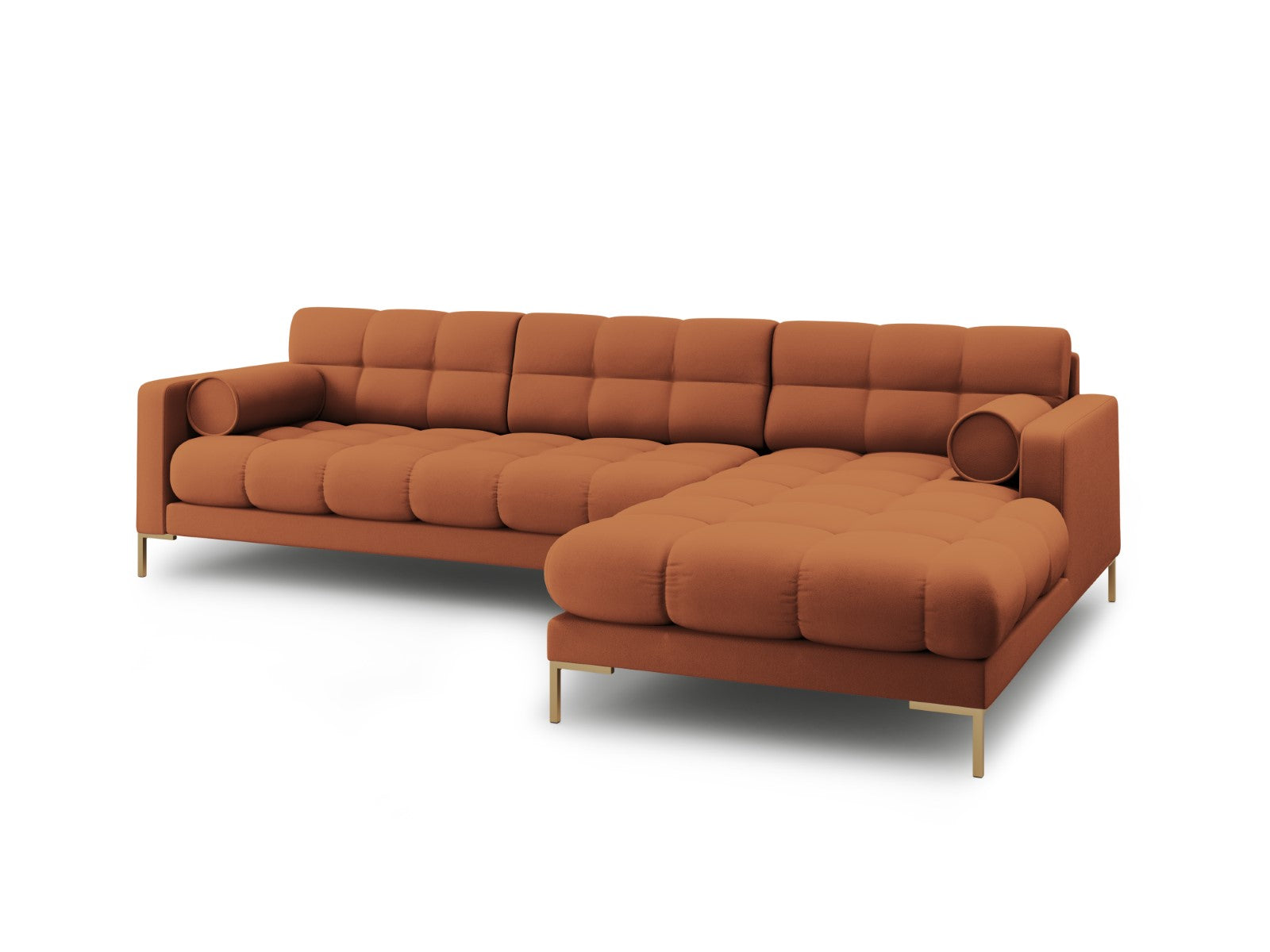 Cosmopolitan Design - Divano angolare destro "Bali" 5 posti in tessuto strutturato mattone 