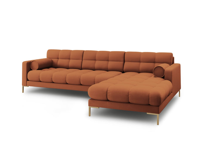 Cosmopolitan Design - Divano angolare destro "Bali" 5 posti in tessuto strutturato mattone 