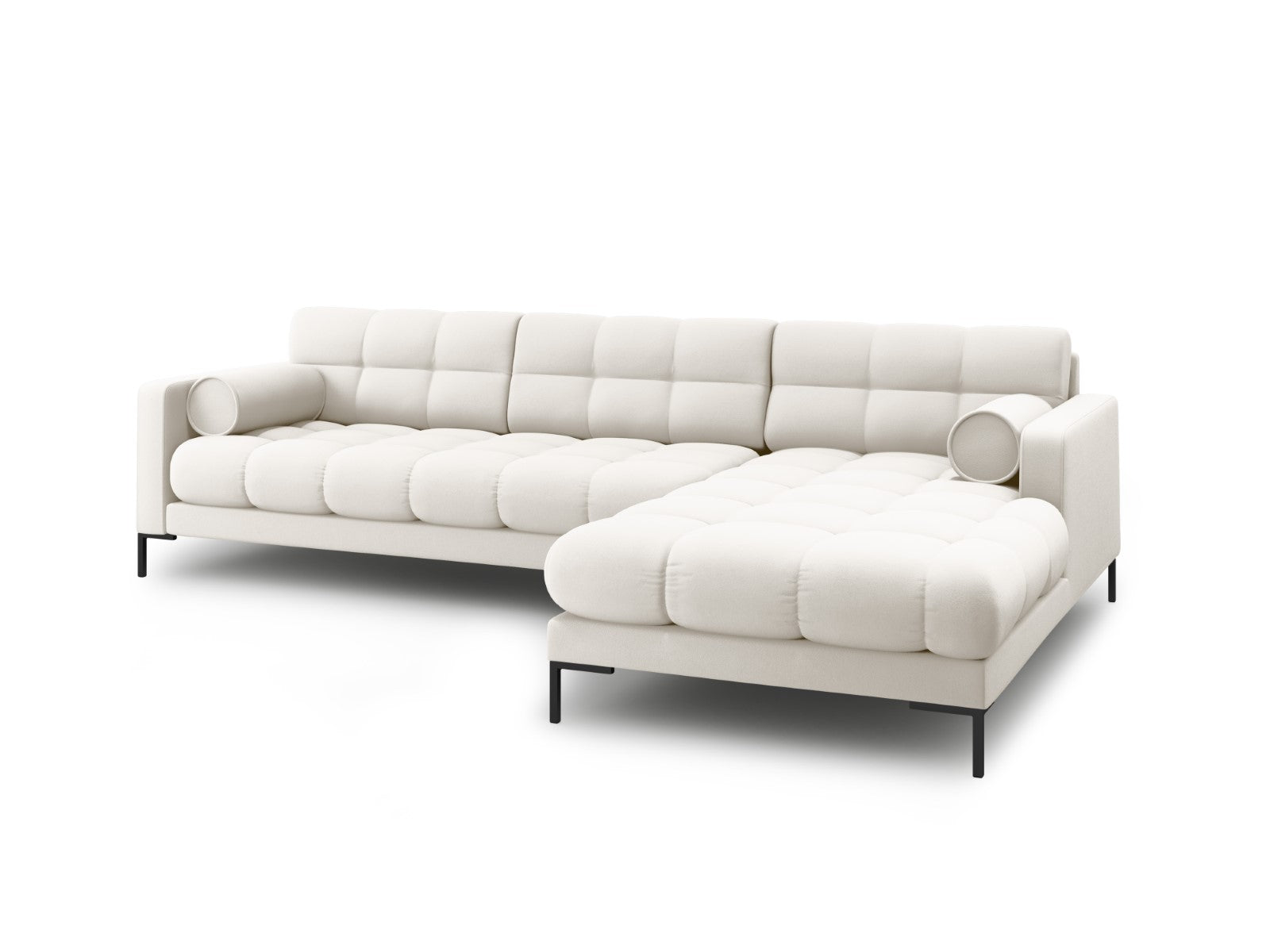 Cosmopolitan Design - Divano angolare destro "Bali" 5 posti in tessuto strutturato beige chiaro 