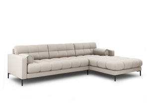 Cosmopolitan Design - Divano angolare destro "Bali" 5 posti in tessuto strutturato beige 