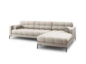 Cosmopolitan Design - Divano angolare destro "Bali" 5 posti in tessuto strutturato beige 