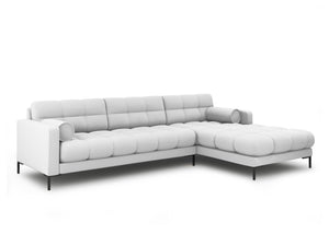 Cosmopolitan Design - Divano angolare destro "Bali" 5 posti in tessuto strutturato grigio chiaro 
