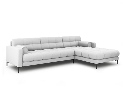 Cosmopolitan Design - Divano angolare destro "Bali" 5 posti in tessuto strutturato grigio chiaro 