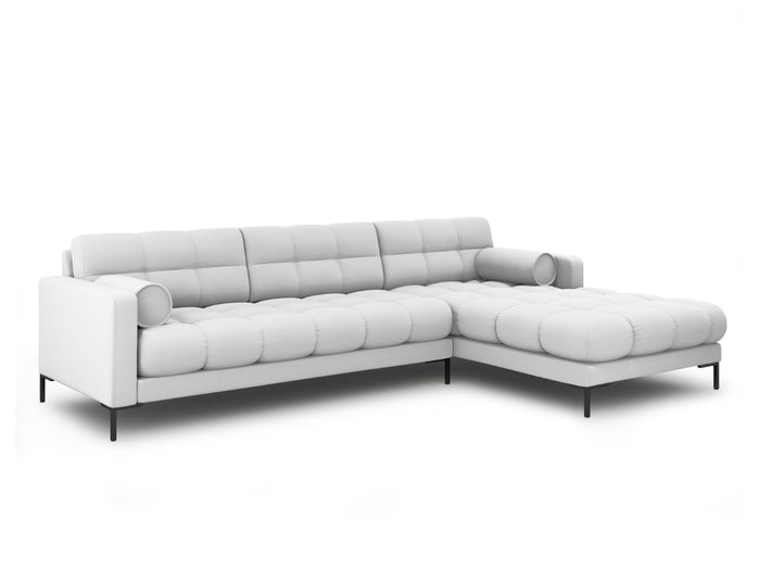 Cosmopolitan Design - Divano angolare destro "Bali" 5 posti in tessuto strutturato grigio chiaro 