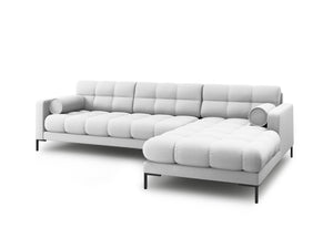 Cosmopolitan Design - Divano angolare destro "Bali" 5 posti in tessuto strutturato grigio chiaro 