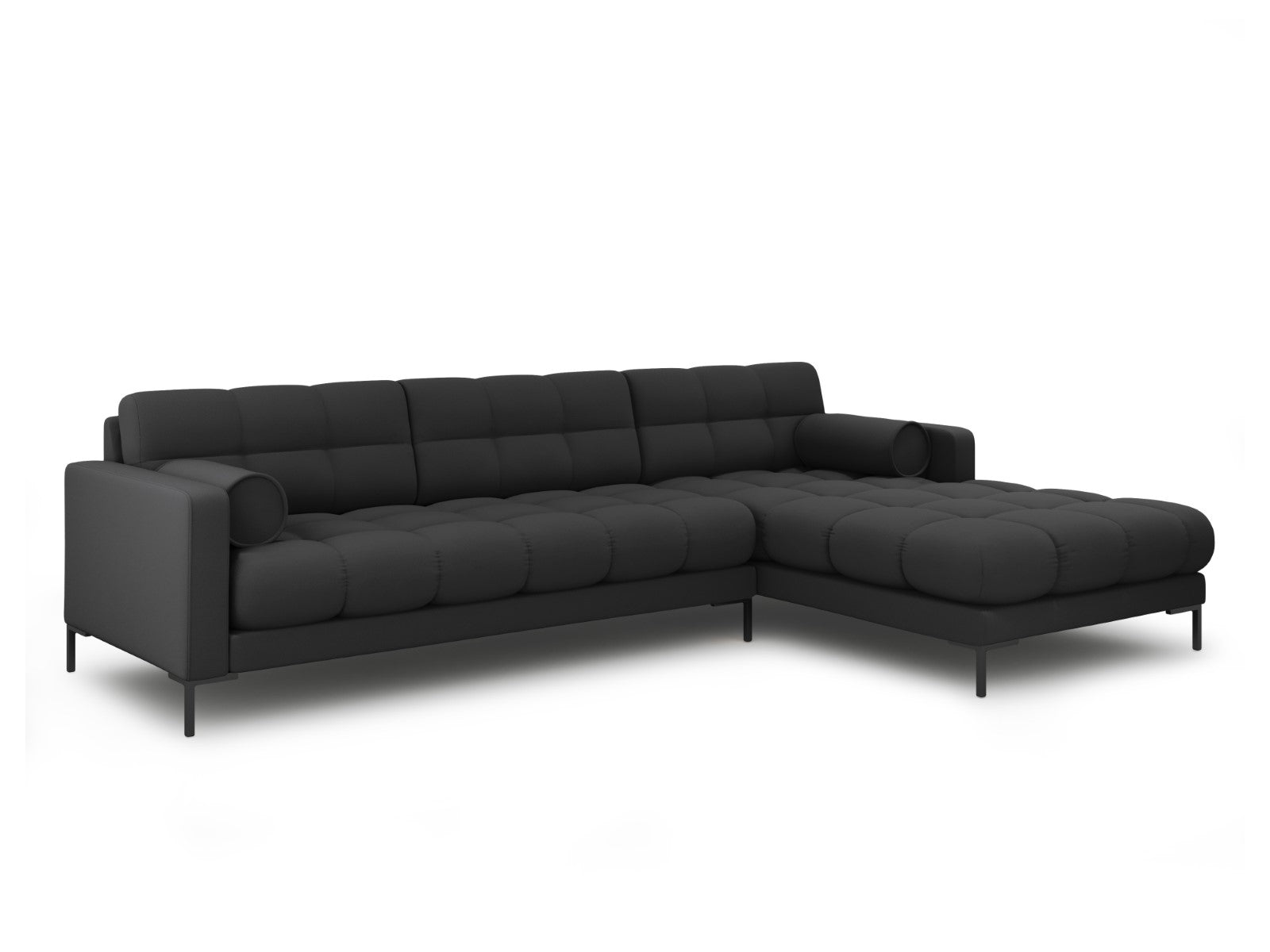 Cosmopolitan Design - Divano angolare destro "Bali" 5 posti in tessuto strutturato grigio scuro 