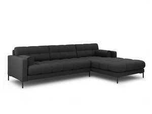 Cosmopolitan Design - Divano angolare destro "Bali" 5 posti in tessuto strutturato grigio scuro 