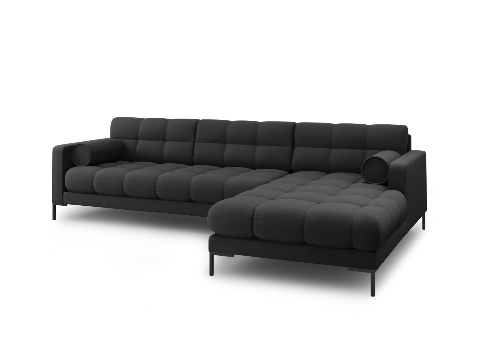 Cosmopolitan Design - Divano angolare destro "Bali" 5 posti in tessuto strutturato grigio scuro 