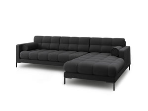 Cosmopolitan Design - Divano angolare destro "Bali" 5 posti in tessuto strutturato grigio scuro 