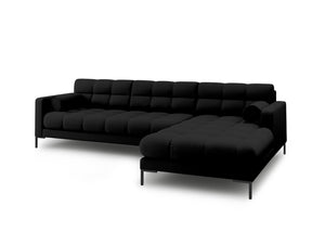 Cosmopolitan Design - Divano angolare destro "Bali" 5 posti in tessuto strutturato nero 