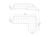 Cosmopolitan Design - Divano angolare destro "Bali" 5 posti in tessuto strutturato nero 