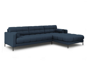 Cosmopolitan Design - Divano angolare destro "Bali" 5 posti in tessuto strutturato blu 