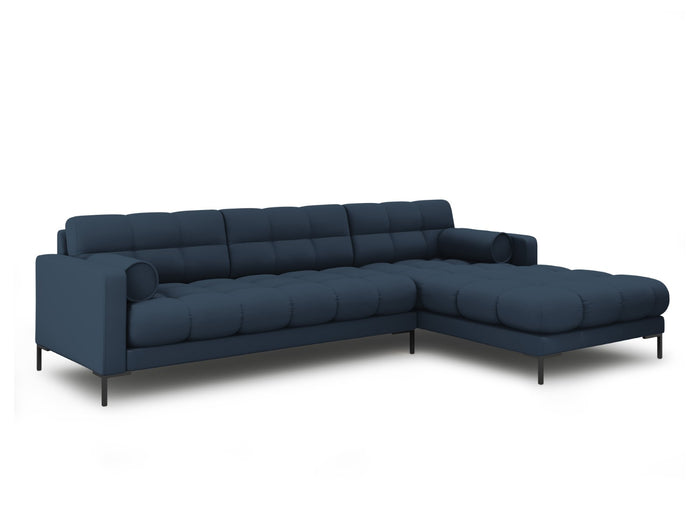 Cosmopolitan Design - Divano angolare destro "Bali" 5 posti in tessuto strutturato blu 