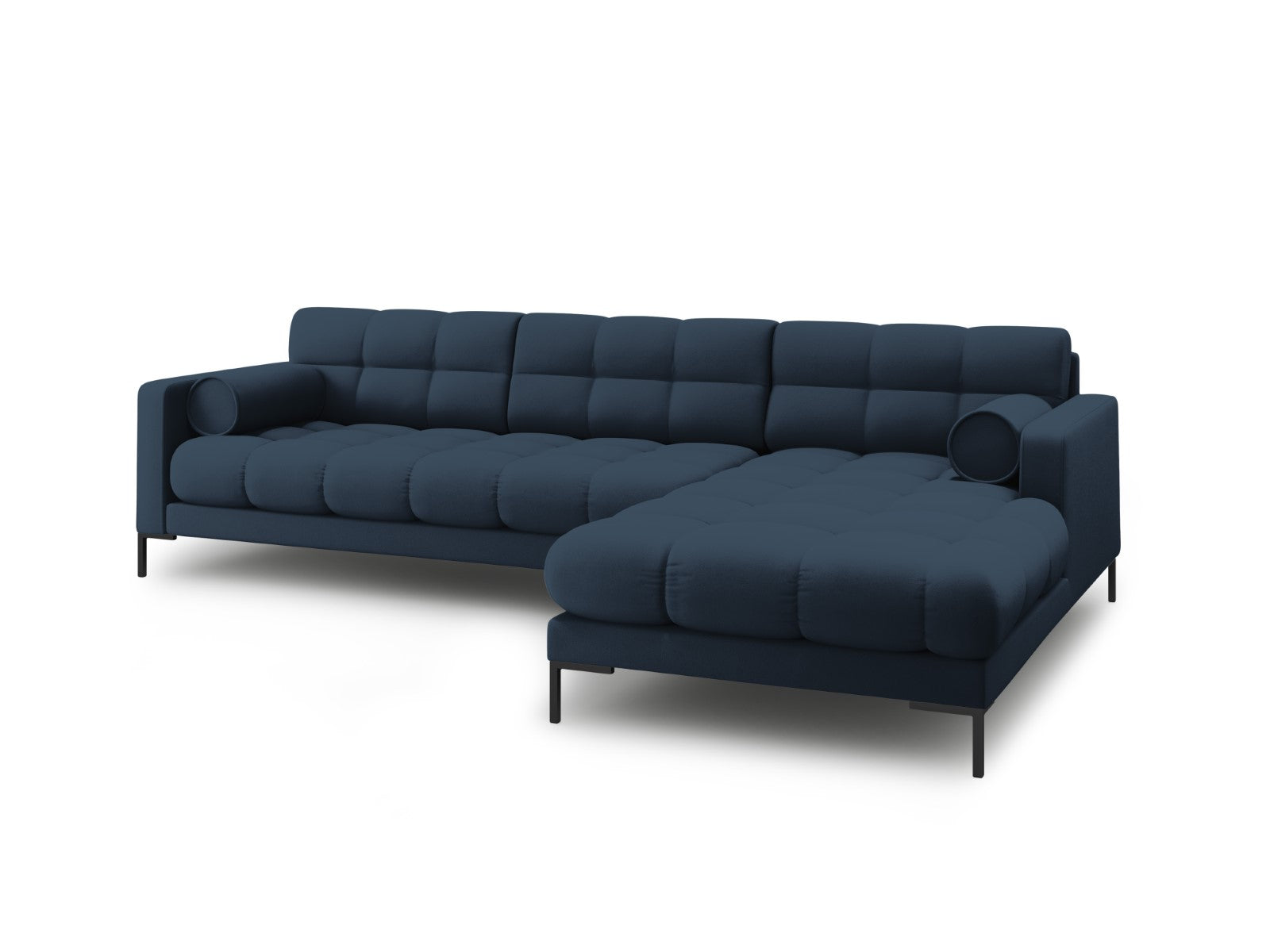 Cosmopolitan Design - Divano angolare destro "Bali" 5 posti in tessuto strutturato blu 