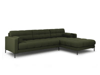 Cosmopolitan Design - Divano angolare destro "Bali" 5 posti in tessuto strutturato verde 