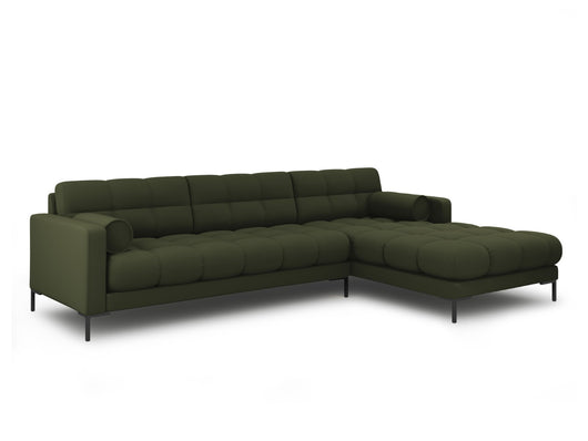 Cosmopolitan Design - Divano angolare destro "Bali" 5 posti in tessuto strutturato verde 