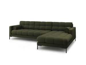 Cosmopolitan Design - Divano angolare destro "Bali" 5 posti in tessuto strutturato verde 