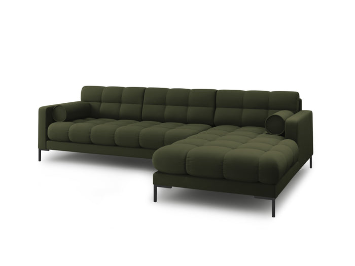 Cosmopolitan Design - Divano angolare destro "Bali" 5 posti in tessuto strutturato verde 