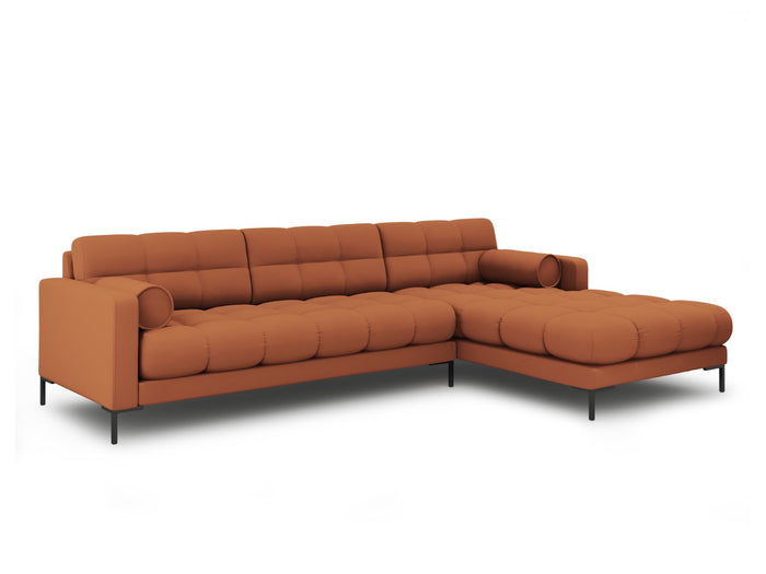 Cosmopolitan Design - Divano angolare destro "Bali" 5 posti in tessuto strutturato mattone 