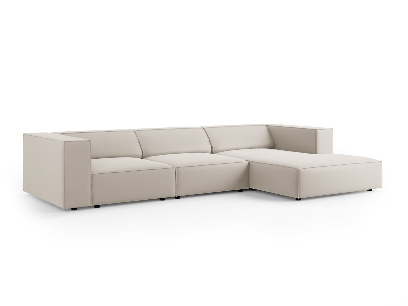 Cosmopolitan Design - Divano angolare destro "Arendal" 4 posti in velluto ecru 