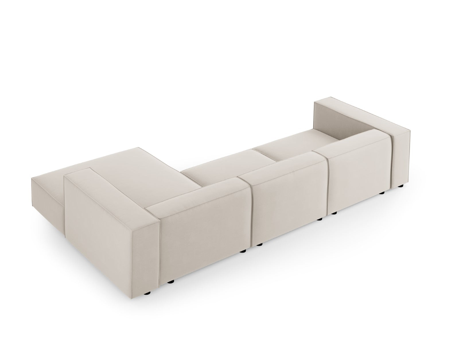 Cosmopolitan Design - Divano angolare destro "Arendal" 4 posti in velluto ecru 