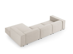 Cosmopolitan Design - Divano angolare destro "Arendal" 4 posti in velluto ecru 