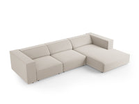 Cosmopolitan Design - Divano angolare destro "Arendal" 4 posti in velluto ecru 