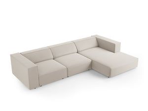 Cosmopolitan Design - Divano angolare destro "Arendal" 4 posti in velluto ecru 