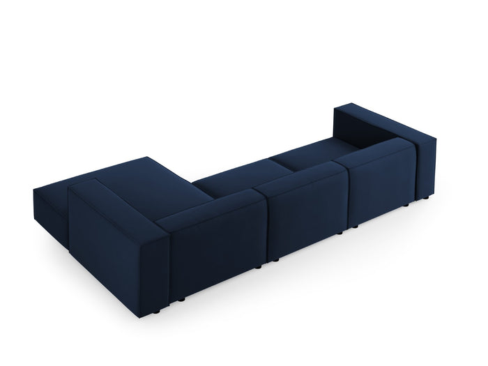 Cosmopolitan Design - Divano angolare destro "Arendal" 4 posti in velluto blu reale 