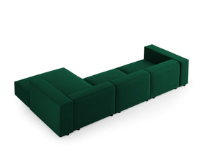 Cosmopolitan Design - Divano angolare destro "Arendal" 4 posti in velluto verde bottiglia 