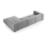 Cosmopolitan Design - Divano angolare destro "Arendal" 4 posti in velluto grigio chiaro 