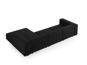 Cosmopolitan Design - Divano angolare destro "Arendal" 4 posti in velluto nero 