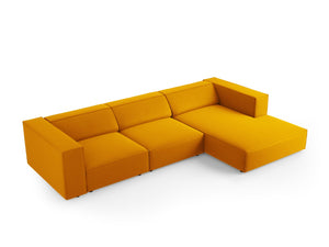 Cosmopolitan Design - Divano angolare destro "Arendal" 4 posti in velluto giallo 
