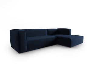 Cosmopolitan Design - Divano angolare destro "Mackay" 4 posti in velluto blu reale 