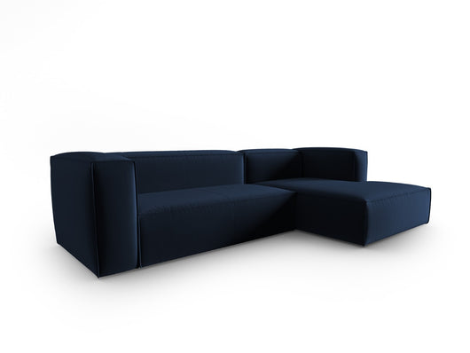 Cosmopolitan Design - Divano angolare destro "Mackay" 4 posti in velluto blu reale 