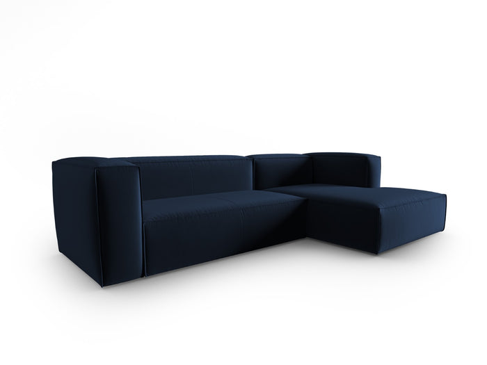 Cosmopolitan Design - Divano angolare destro "Mackay" 4 posti in velluto blu reale 