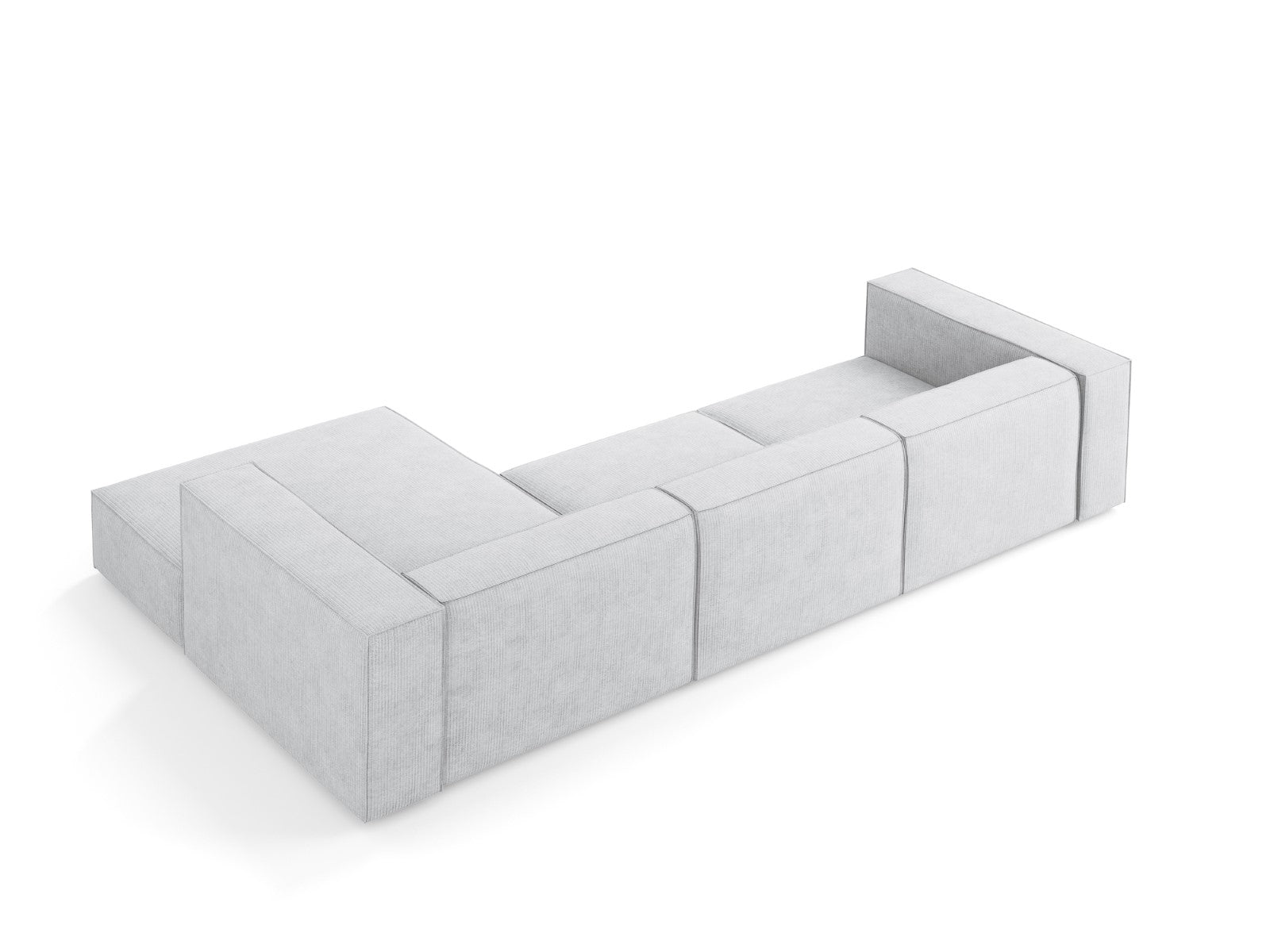 Cosmopolitan Design - Divano angolare destro "Arendal" 4 posti in ciniglia con effetto a coste grigio chiaro 