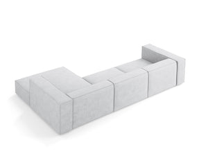 Cosmopolitan Design - Divano angolare destro "Arendal" 4 posti in ciniglia con effetto a coste grigio chiaro 