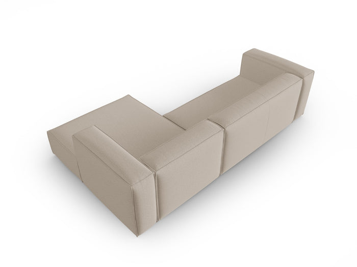 Cosmopolitan Design - Divano angolare destro "Mackay" 4 posti in velluto strutturato beige 