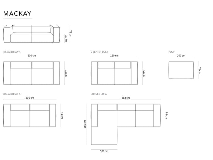 Cosmopolitan Design - Divano angolare destro "Mackay" 4 posti in velluto strutturato grigio 
